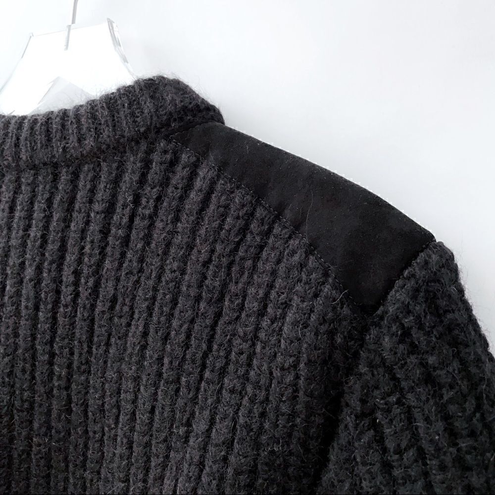 ⭕️ YSL SAINT LAURENT Sweater Black Wool Suede - Picture 10 of 12